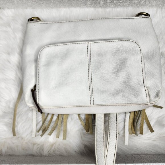 Gorgeous Tignanello white leather fringe shoulder/crossbody bag - Picture 4 of 7